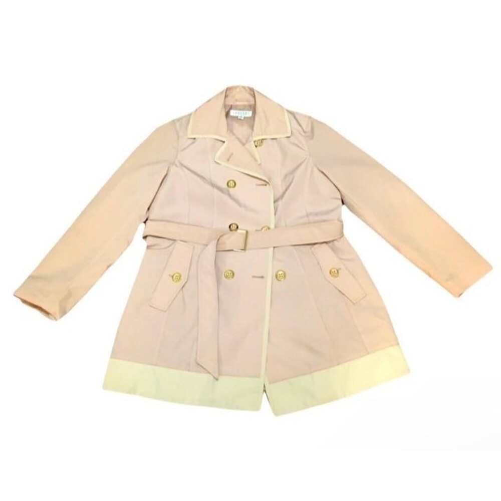 Laundry By Shelli Segal women’s Large Rain Jacket Blush Pink Midi Trench Coat